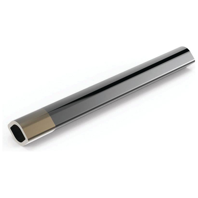A close-up of the sleek, cylindrical Rilsan® Coated PTO Tube - Lemon Profile with a reflective surface and a hollow, rectangular-shaped interior from Sparex, measuring 1 meter in length.