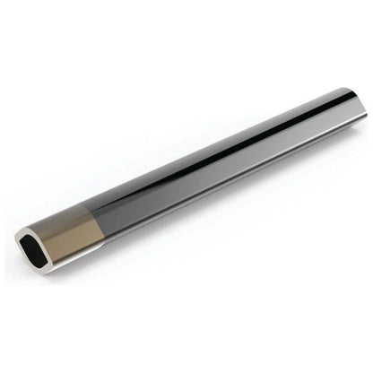 A close-up of the sleek, cylindrical Rilsan® Coated PTO Tube - Lemon Profile with a reflective surface and a hollow, rectangular-shaped interior from Sparex, measuring 1 meter in length.
