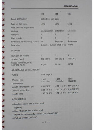 Massey Ferguson - 120/124/128 Baler Operators Manual -1646269M1 - Farming Parts