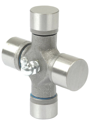 The Sparex Weasler Universal Joint (S.51152) - 27 x 75 & 24 x 91mm (Standard Duty), features four cylindrical ends and a central grease fitting, making it ideal for connecting drive shafts in various mechanical applications.