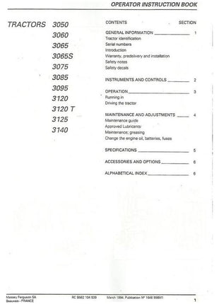 Massey Ferguson - 3000 Series Operators Manual - 1646998M1 - Farming Parts