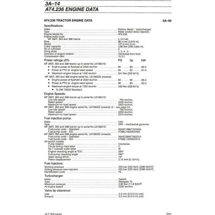 Massey Ferguson - 300 Series Workshop Manual - 1856558M8 - Farming Parts