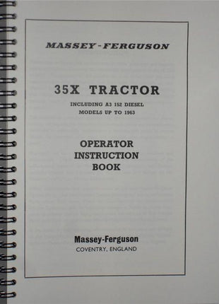 Massey Ferguson - 35X Operators Manual - 819146M4 - Farming Parts