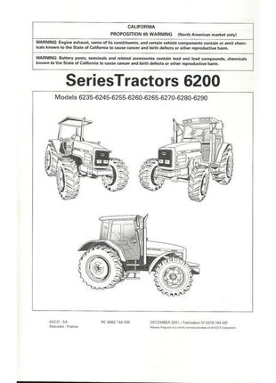 Massey Ferguson - 6200  Series Operators Manual - 3378164M3 - Farming Parts