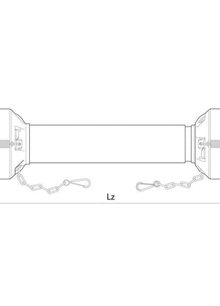 Technical line drawing of the Sparex PTO Guard - Easylock industrial component, featuring two rectangular connectors on each end labeled "Lz" indicating a length of 1010mm. Chains attached to the connectors and a Small Guard for added protection are also shown. (Supplied with Sparex Part No.S.56601)