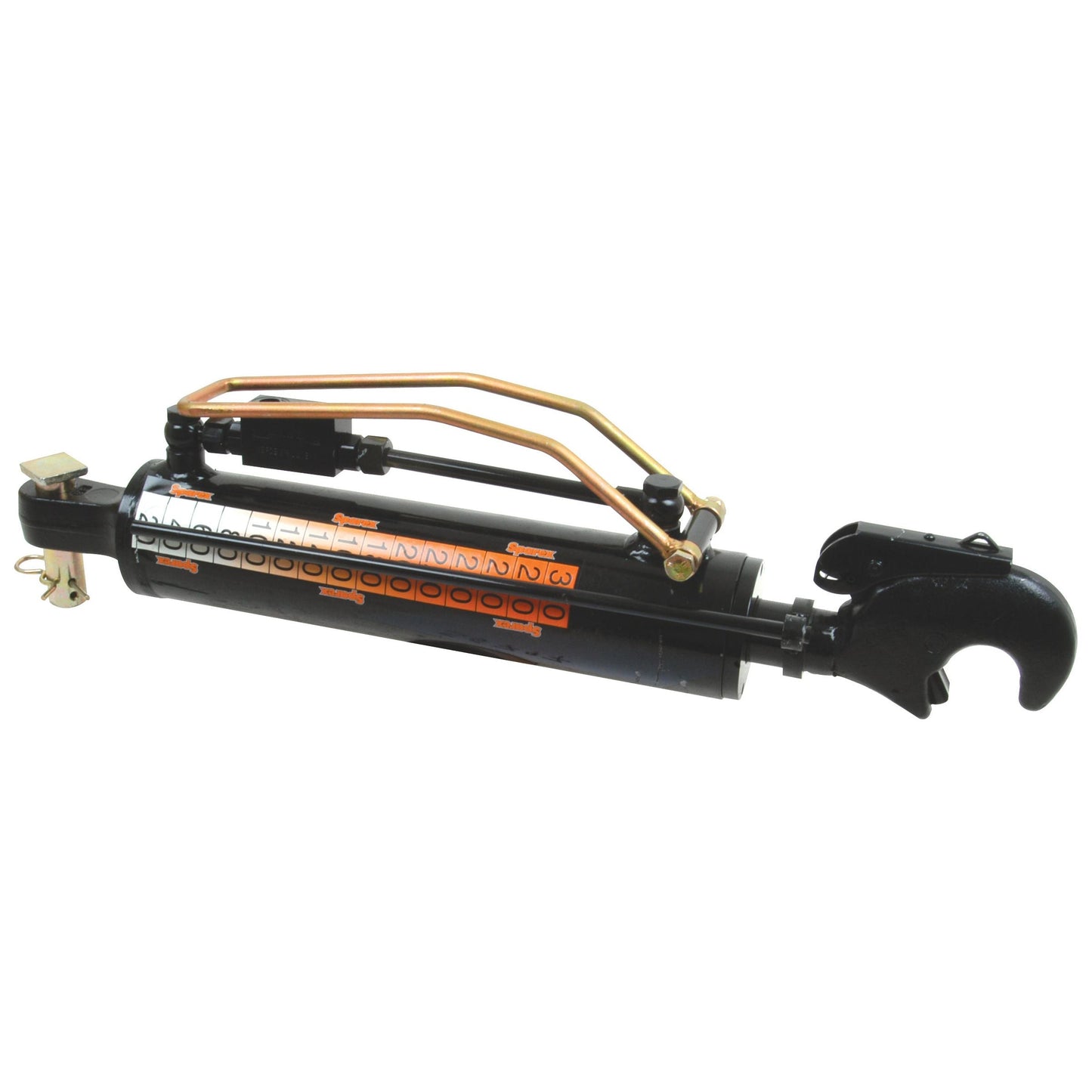 The Sparex Hydraulic Top Link (Cat.-/3) with a Q.R CBM Hook, featuring a 90mm cylinder bore and a minimum length of 500mm, is ideal for electrical or mechanical applications and perfect as a tractor implement.