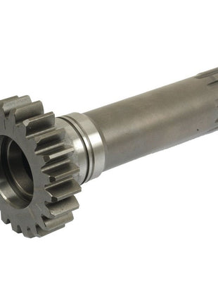 A PTO Shaft - S.56948 by Sparex, featuring a grooved cylindrical metal body and a toothed gear at one end, measuring 197 mm in length, used in mechanical and industrial applications.