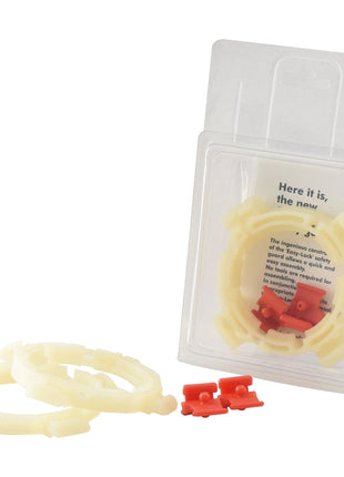 Packaged plastic rings and red clips are placed next to the Easylock Bearings 60/68mm Larg by Sparex (Sparex Part No. S.59638), which includes a clear plastic case and a card with partially visible text from the Italian Series.