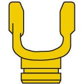 Illustration of a Sparex PTO Tube Yoke (U/J Size: 22 x 54.8mm), Profile: Lemon, Size: 31 x 23.5 x 4mm with a U-shaped clamp, used for connecting and disconnecting hoses, Ref: Ooa | Sparex Part No.S.6000.