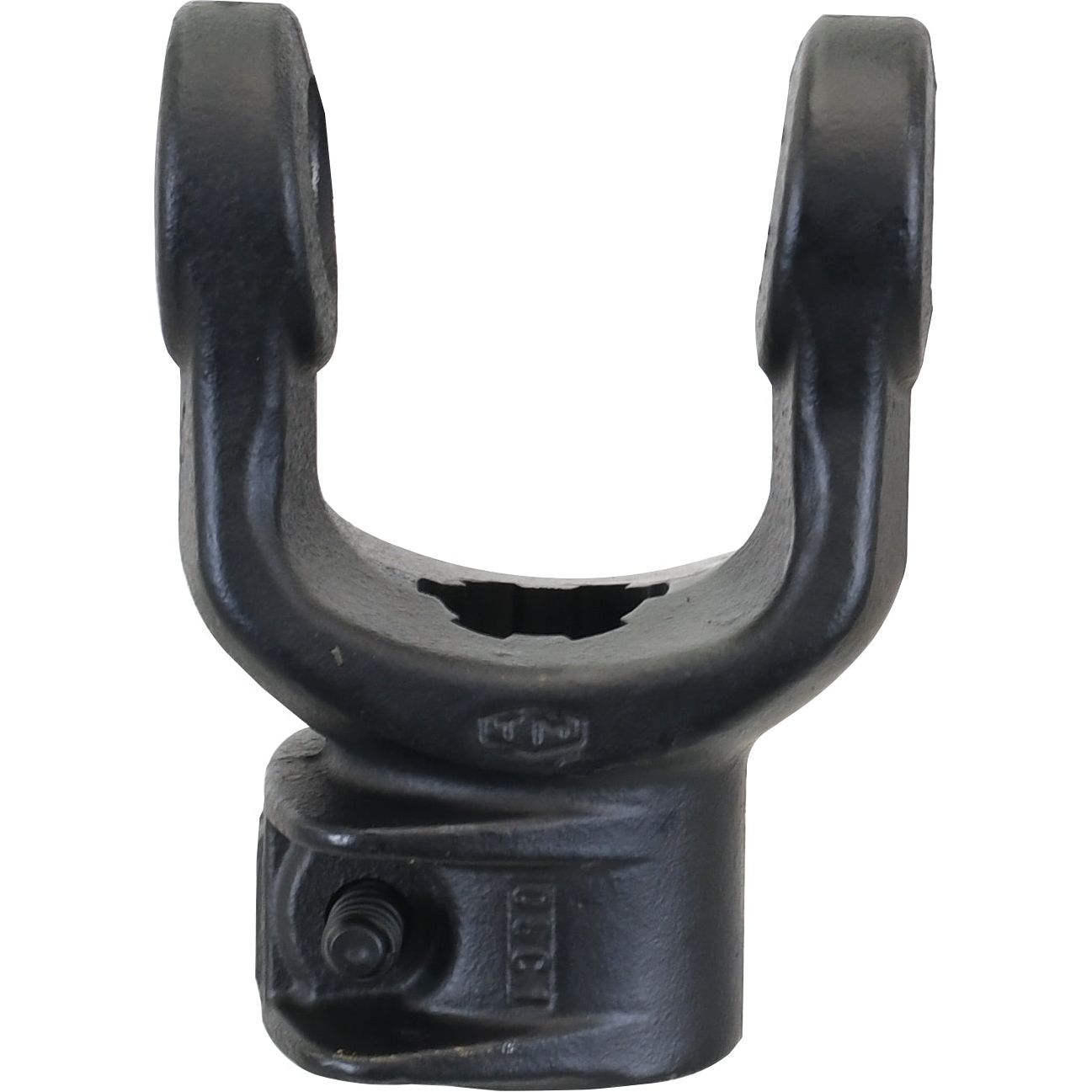A PTO Yoke - Quick Release by Sparex (U/J Size: 22 x 54.8mm) with a circular opening at the top and a smaller circular attachment point at the bottom, size 1 3/8''-6 Spline (Sparex Part No.S.6008).