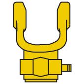 Illustration of a Sparex PTO Yoke - Quick Release (U/J Size: 22 x 54.8mm) with a hex nut and threaded end, perfect for Bondioli & Pavesi universal joint applications, size 1 3/8''-21 Spline | Sparex Part No.S.6009