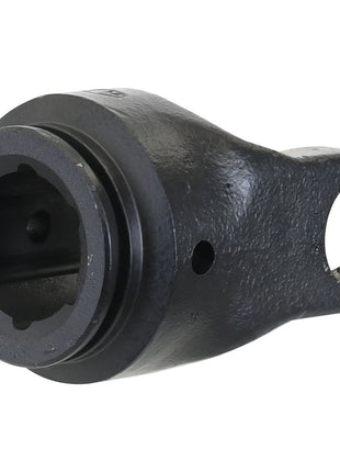 A Sparex PTO Tube Yoke (U/J Size: 34 x 90mm, Profile: Star, Size: 51 x 37mm, Ref: S4. | Sparex Part No.S.6022) is a metallic cylindrical component featuring a hollow center and an aperture on one side, designed for industrial or mechanical use.