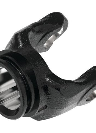 The Sparex PTO Tube Yoke (Ref: 1, Part No. S.6031) is a black, metallic U-joint yoke featuring a lemon profile and dimensions of 48 x 41 x 3mm. It has a polished interior and two side prongs, is compatible with PTO Series systems, and is suitable for mechanical and automotive applications.