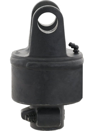 Close-up of a black industrial metal component, the Sparex PTO Over-Running Clutch (U/J Size: 27 x 74.5mm), part of the Italian Series, featuring a cylindrical body, a looped top, and a small protruding valve.