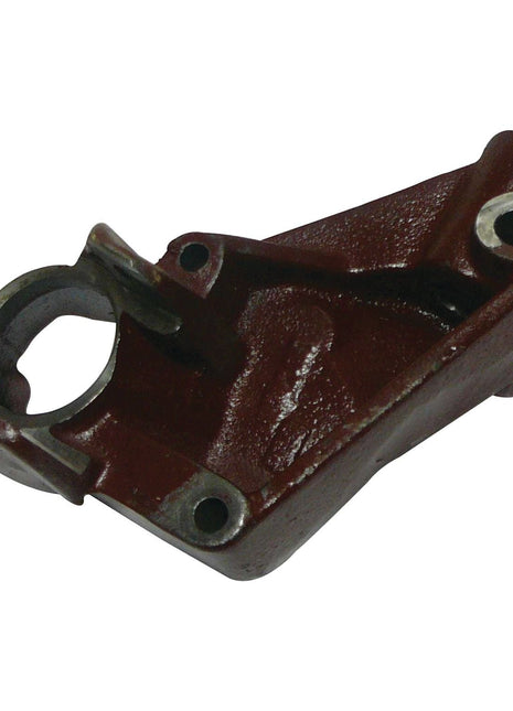 The Sparex Brake Lever Bracket (Sparex Part No. S.61007) is a red cast metal bracket featuring two mounting holes and a circular holder in the center, making it an ideal fit for Massey Ferguson models.