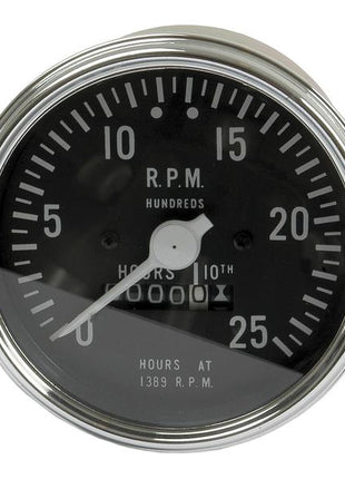 The Sparex Tractormeter, a round analog tachometer reminiscent of classic designs, displays RPM from 0 to 25 with an indicator needle at 6. The dial also features an hour meter reading "00000.0" hours, making it ideal for tracking the usage of a gas engine or Massey Ferguson equipment.