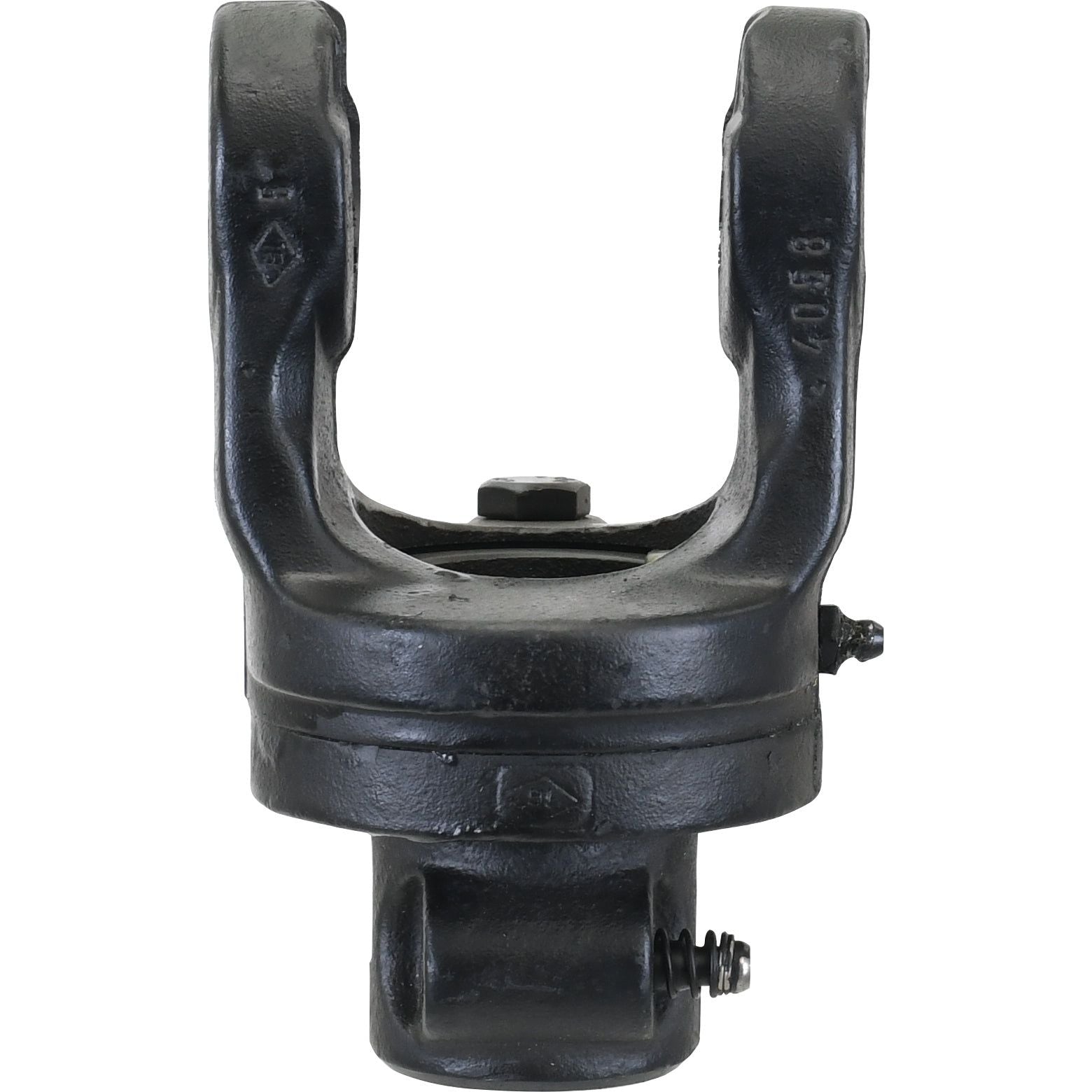 A black, U-shaped PTO Shearbolt Clutch with a central bolt and threaded hole, likely part of the Sparex S.6154 machinery coupling system. It is sized at 32 x 76mm and features a 1 3/8''-6 spline connection.