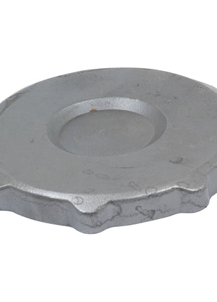 A round, metallic cap or cover with beveled edges and a central indentation, reminiscent of the precision found in the PTO Freewheel Flange (RH) by Sparex, Part No.S.6184, set against a plain white background.