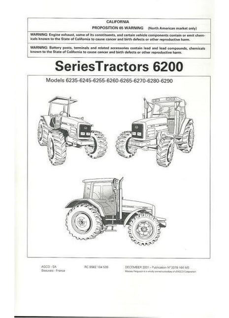 6200  Series Operators Manual - 3378164M3 - Massey Tractor Parts