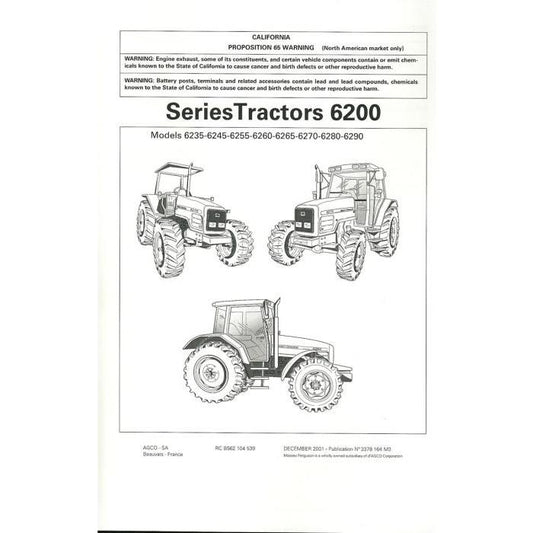 6200  Series Operators Manual - 3378164M3 - Massey Tractor Parts