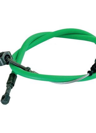 A green PTO Clutch Cable featuring metal connectors, an 815mm outer cable length, and a plastic sheath, suitable for Fiat 100-90. This product is the Sparex Part No. S.62198.