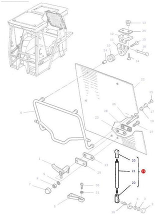 Massey Ferguson - Rear Window Strut - 3389556M2 - Farming Parts