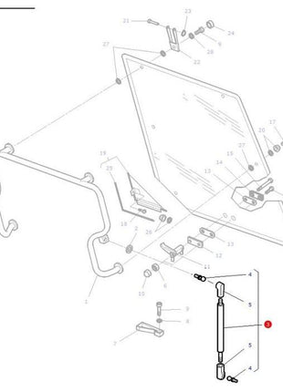 Massey Ferguson - Rear Window Strut - 3902140M1 - Farming Parts