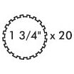 A Sparex PTO Yoke - Quick Release (U/J Size: 32 x 76mm) with dimensions marked as 1 3/4 inches by 20 spline, Sparex Part No. S.6280.