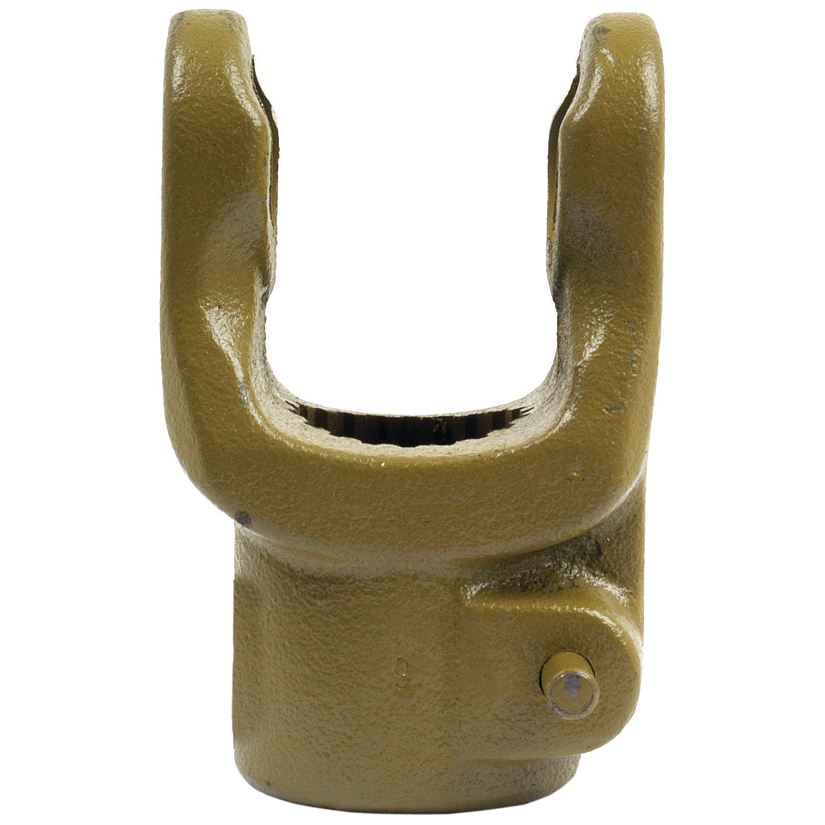 A matte brown painted PTO Yoke - Quick Release, featuring a cylindrical base and an open, u-shaped top (U/J Size: 32 x 76mm) with a size of 1 3/4''-20 Spline, designed as a Sparex component (Part No. S.6280).