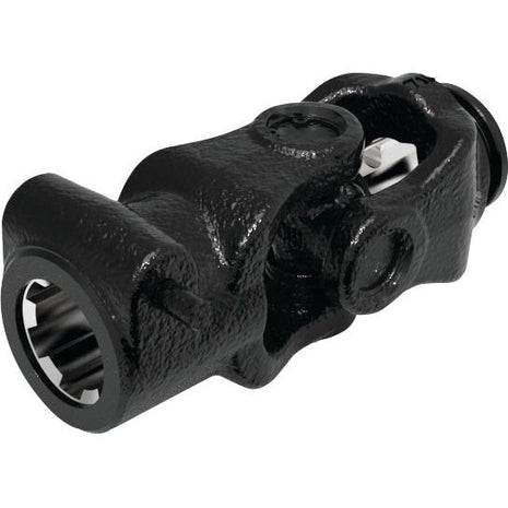 A black PTO Coupling (U/J Size: 30.2 x 79.4mm) with splined ends (1 3/8''-6 Spline, Triangle Profile), often seen in the AB5/A5 PTO Series, used in mechanical applications to transmit torque and rotational motion. Part of the Sparex brand, it is referenced as Sparex Part No.S.6412 (Ref: 12510.).