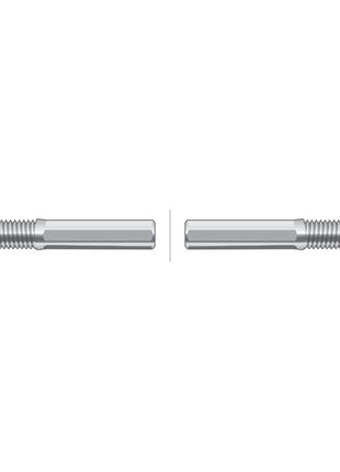 Two metal rods with threaded ends facing each other on a white background, resembling the precision-engineered Sparex PTO Cable - Length: 1072mm, Outer cable length: 810mm (Sparex Part No. S.64738).