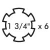 Image of a gear-like symbol with the text "1 3/4''-6" inside, indicating measurements, typically used in Sparex PTO Yoke - Quick Release (U/J Size: 30.2 x 92mm), Sparex Part No.S.6522 components.