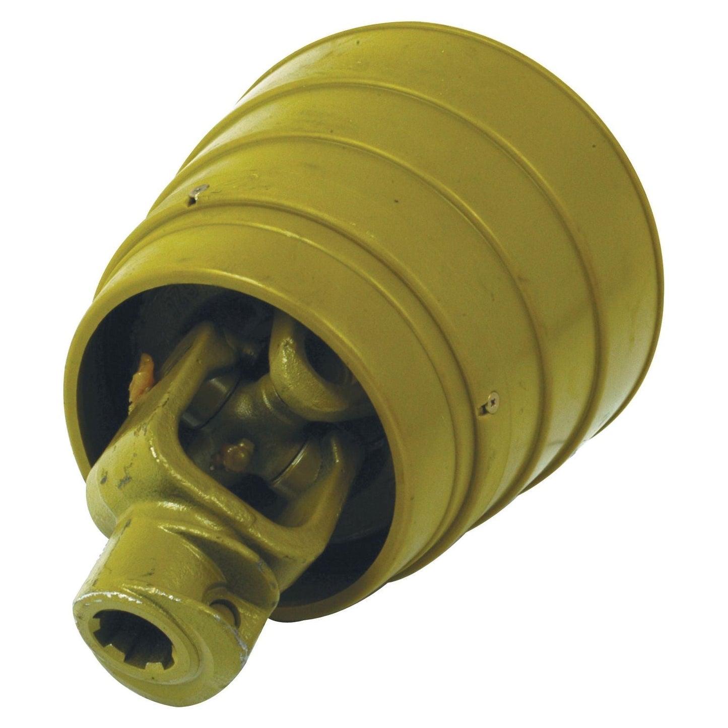 The PTO Wide Angle Joint from Sparex, featuring a 1 3/8''-6 spline and triangular profile (U/J Size: 32 x 76 & 27 x 94mm), is a yellow metal universal joint with visible internal gears that is compatible with the PTO Series. Sparex Part No. S.6647 (Ref: 24516).