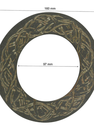 The Sparex PTO Friction Disc only - S.6684 features intricate woven details and measures 160 mm in outer diameter and 97 mm in inner diameter.