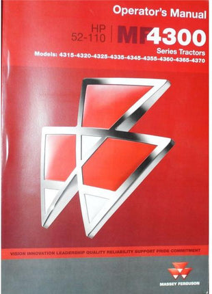 Massey Ferguson - 4300 Series Operators Manual - 1857311M2 - Farming Parts