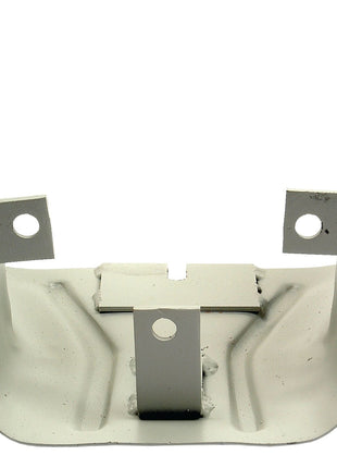 A white painted metal bracket, resembling the Sparex PTO Guard (Part No. S.67135), with three protruding sections, each featuring a circular hole. The bracket has a flat base with slightly raised edges and is compatible with Ford / New Holland models.