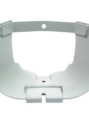 A white metal mounting bracket with a semi-circular shape and two attachment points, designed to hold equipment or fixtures, ideal for integrating with Sparex components such as the PTO Guard (Sparex Part No. S.67215).