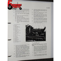 An instruction manual page titled "Removing and Dismantling Cylinder Head," providing step-by-step instructions and a black-and-white image of Massey Ferguson TE20 machinery. An AGCO farming parts logo is visible in the top left corner, similar to what you would find in a detailed Massey Ferguson - TE20 Workshop Manual - 819135M1.