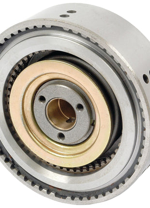 A detailed close-up of a circular mechanical gear component with various interlocking gears and a central cylindrical part, resembling the precision found in the Sparex PTO Clutch Pack (Part No. S.73595) used in Case IH International Harvester equipment.