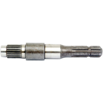 Close-up of a PTO Shaft Display Stand - Stock not included - S.74668 by Sparex, showcasing a metal mechanical part with ridged and smooth segments. The PTO shaft is horizontally oriented and isolated on a white background, designed to handle a max RPM of 540.