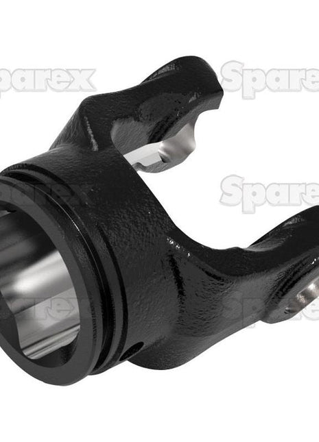 A black metal yoke with a cylindrical opening and two pronged ends, resembling the PTO Tube Yoke (U/J Size: 41 x 108mm, Profile: Triangle, Size: 54 x 54 x 5mm, Ref: 12513) from Sparex (Part No. S.7544), is set against a white background with the word "Sparex" repeated in the background.