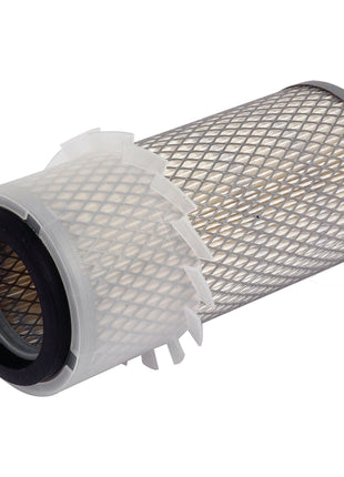 The Sparex Air Filter - Outer (Part No. S.76785) is a cylindrical filter featuring a metal mesh exterior, black rubber seals on both ends, and a white plastic frame, designed for compatibility with John Deere machinery.