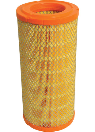 The Air Filter - Outer (Sparex Part No. S.76873) from Sparex features a cylindrical design with a yellow mesh body and orange rubber ends, making it perfect for Case IH machinery.