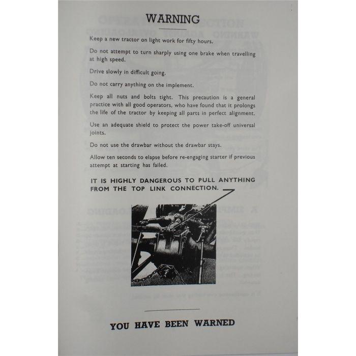 Massey Ferguson - TE20 Operators Instruction Book - 819096M1 - Farming Parts