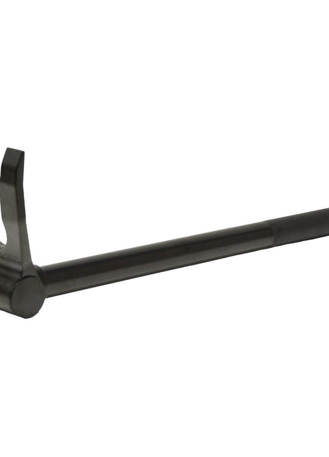 The AGCO | PTO Removal Tool - ACX4268620, by AGCO, is a black, lightweight metal tool with a long handle and a two-pronged fork at the end, specifically designed for industrial or mechanical use. It features a 1/2" socket drive ideal for PTO removal tasks.