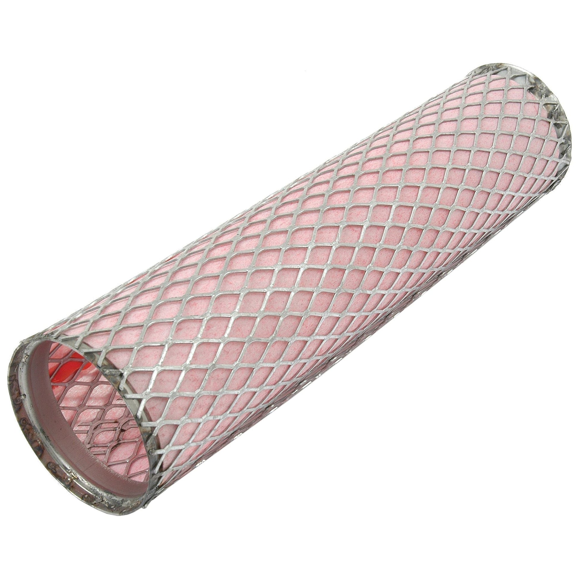 Sparex Air Filter - Inner (Part No. S.40546) features a pink inner surface and a diamond-patterned metallic outer mesh, designed for Perkins engines and Massey Ferguson equipment.