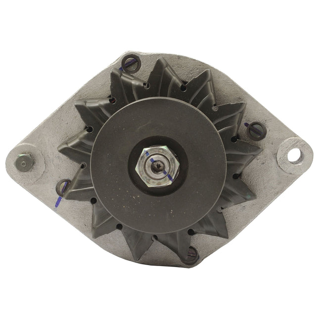 Close-up of a mechanical component with a central hexagonal nut, radial fins, and two mounting holes on either side. This Sparex part appears to be from the S.41162 Alternator range, designed for 12V, 33 Amps systems.