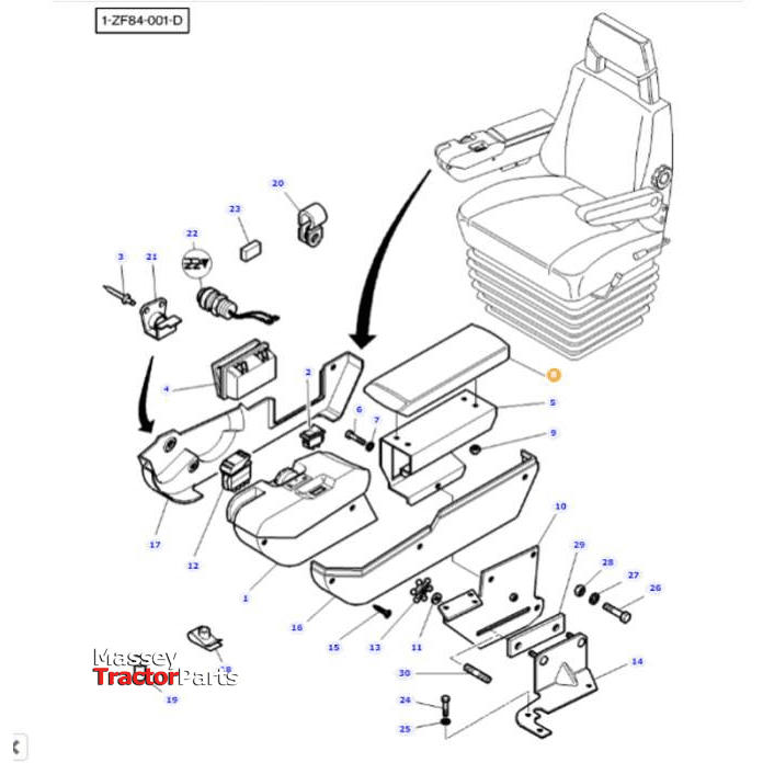 Massey Ferguson Armrest - 3778521M1 | OEM | Massey Ferguson parts | Cab Interior-Massey Ferguson-Cabin & Body Panels,Farming Parts,Seat Components,Seats & Covers,Tractor Parts