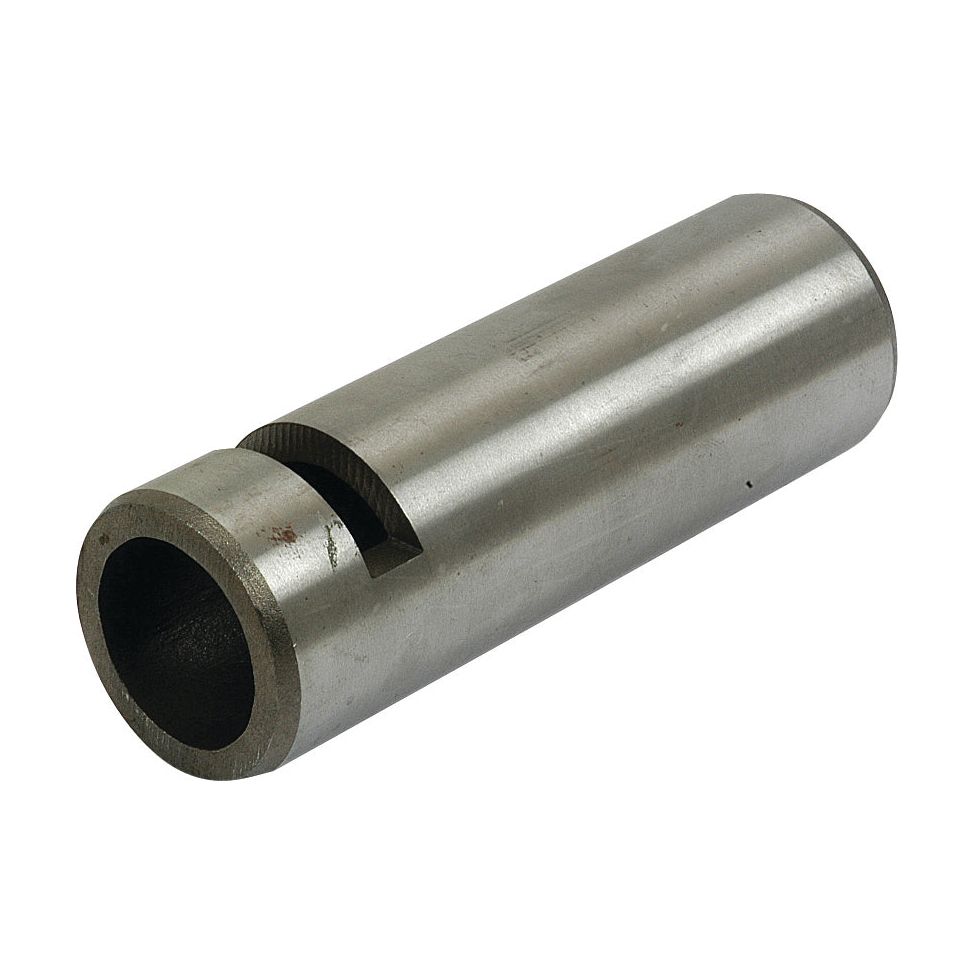 A cylindrical metal mechanical part with a hollow center and a partial cut-out section, like the Sparex Axle Pin (Part No. S.67590) used in Massey Ferguson machinery.