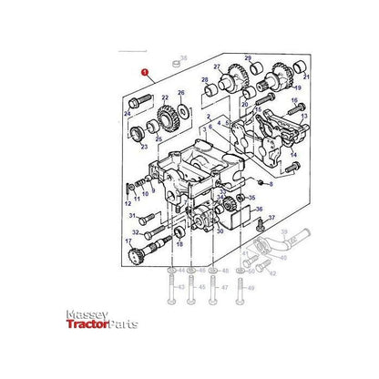 Exploded diagram of Massey Ferguson tractor engine components with labels and numbered parts. The image is titled "Massey Ferguson - Balancer Unit - 4226918M91" by AGCO at the bottom left corner.